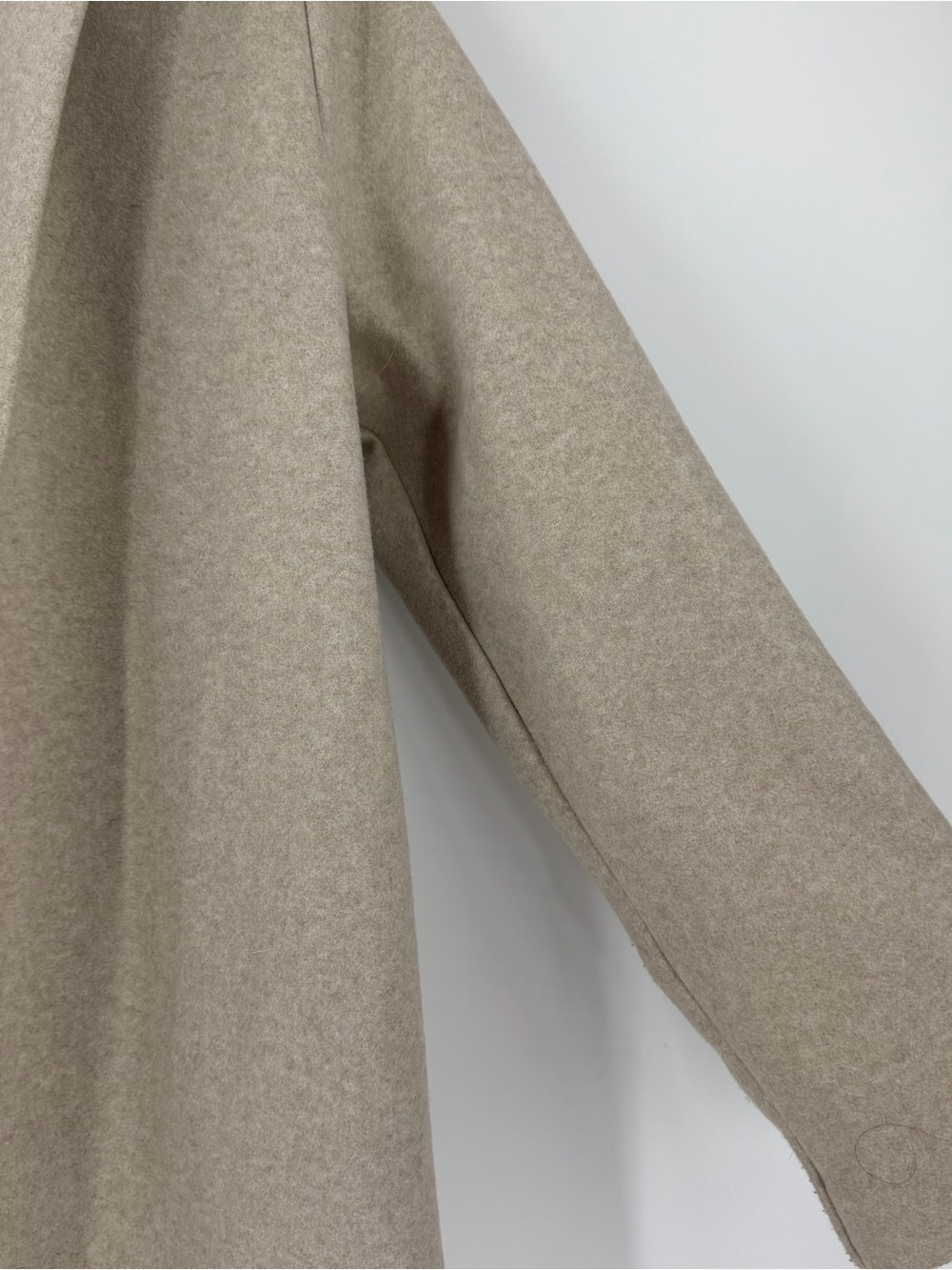 Zara Lapel Coat Sand Marl Cream Overcoat Topcoat Size US XL - Picture 5 of 7